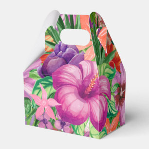 Caja Para Regalos Patrón audaz de flores tropicales hawaianas