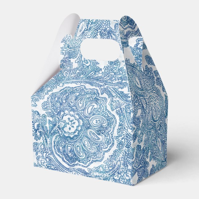 Caja Para Regalos Patrón azul Boho Paisley (Reverso)