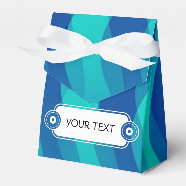 Caja Para Regalos Patrón - azul cian + tu texto (Front Side)