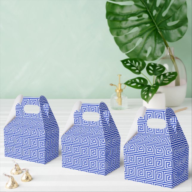Caja Para Regalos Patrón azul de las cuadradas de la clave del meand (Múltiple)