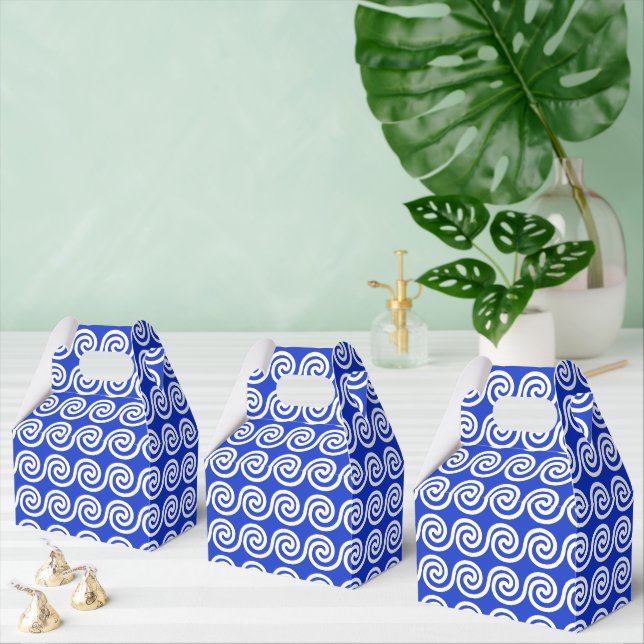Caja Para Regalos Patrón azul de las ondas de las teclas del meandro (Múltiple)