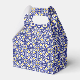 Caja Para Regalos Patrón azul y amarillo de mosaicos mediterráneos