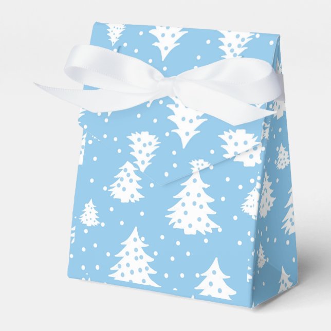 Caja Para Regalos Patrón blanco azul de árbol de Navidad (Front Side)