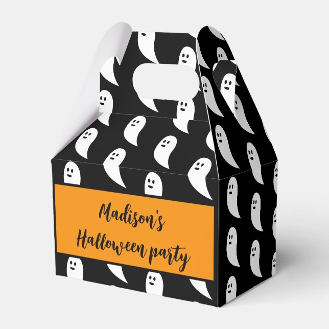 Caja Para Regalos Patrón blanco blanco negro de Ghost Halloween (Reverso)