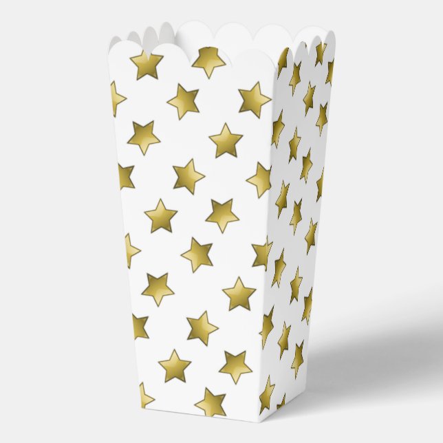 Caja Para Regalos Patrón blanco elegante de estrellas doradas (Anverso)