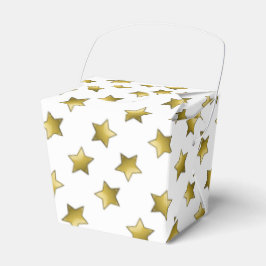 Caja Para Regalos Patrón blanco elegante de estrellas doradas