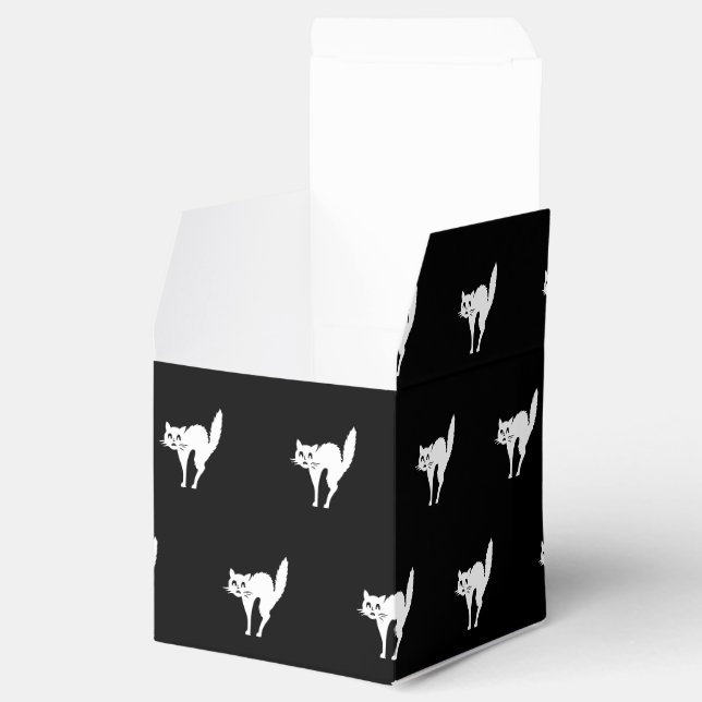 Caja Para Regalos Patrón blanco y negro del gato negro de Halloween (Abierto)