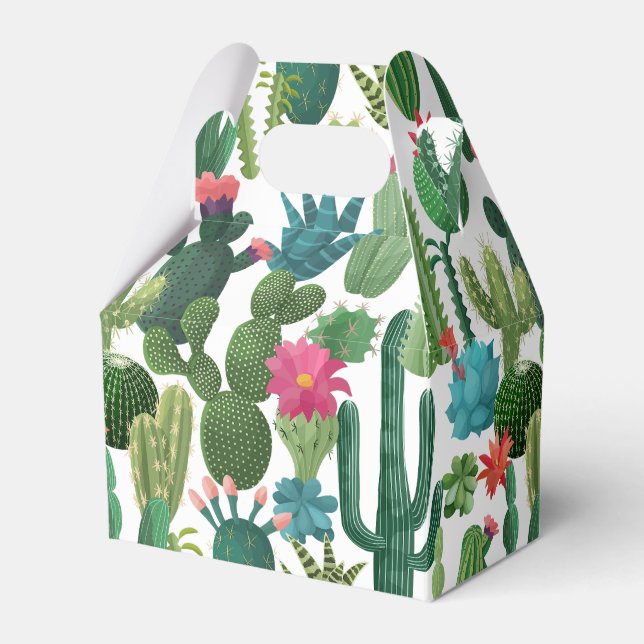 Caja Para Regalos Patrón Cacti Verde Verde azulado en Blogueo (Front Side)