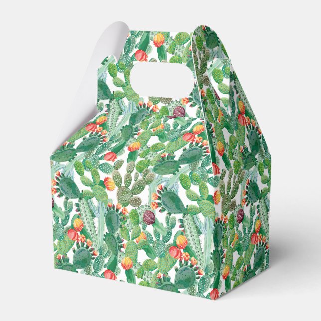 Caja Para Regalos Patrón Cactus de color de agua (Front Side)