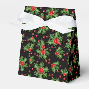 Caja Para Regalos Patrón clásico de vacaciones verde acebo bayas roj