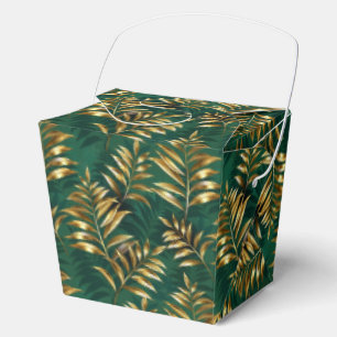 Caja Para Regalos Patrón continuo con helechos dorados