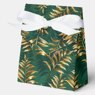 Caja Para Regalos Patrón continuo con helechos dorados