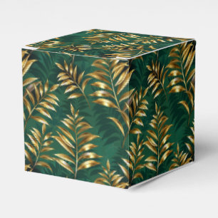 Caja Para Regalos Patrón continuo con helechos dorados