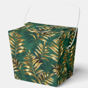 Caja Para Regalos Patrón continuo con helechos dorados