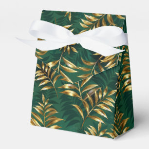 Caja Para Regalos Patrón continuo con helechos dorados