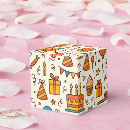 Caja Para Regalos Patrón continuo de fiesta de cumpleaños vibrante