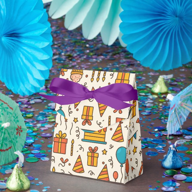 Caja Para Regalos Patrón continuo de fiesta de cumpleaños vibrante (Fiesta)