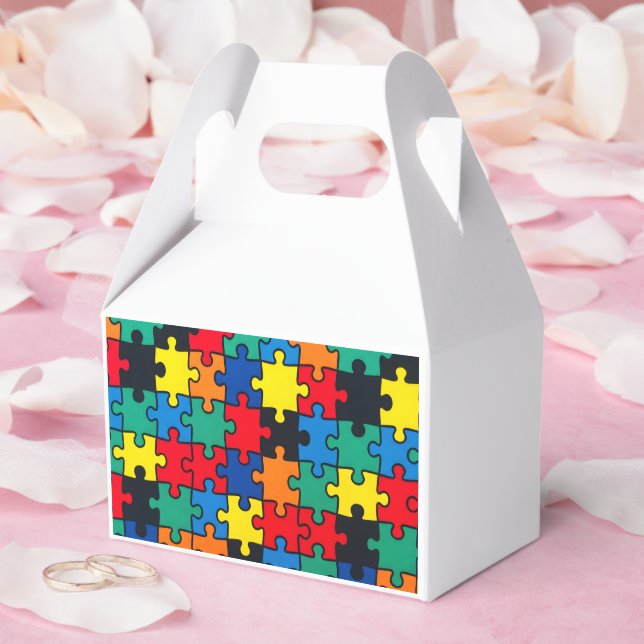 Caja Para Regalos Patrón continuo de piezas de rompecabezas abstract (Boda)