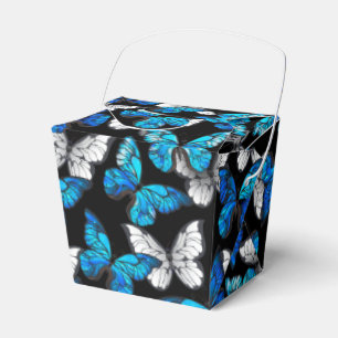 Caja Para Regalos Patrón continuo oscuro con mariposas azules Morpho