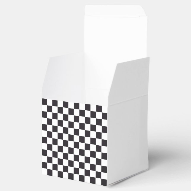 Caja Para Regalos Patrón cuadrado de ajedrez - negro + tu fondo (Abierto)