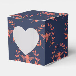 Caja Para Regalos Patrón de abeja reina coral y azul marino