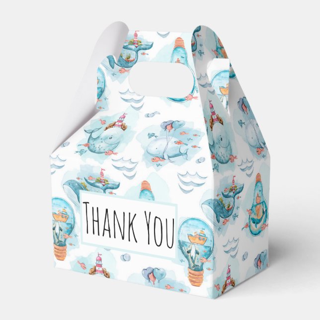 Caja Para Regalos Patrón de acuarela de ballenas náuticas (Front Side)
