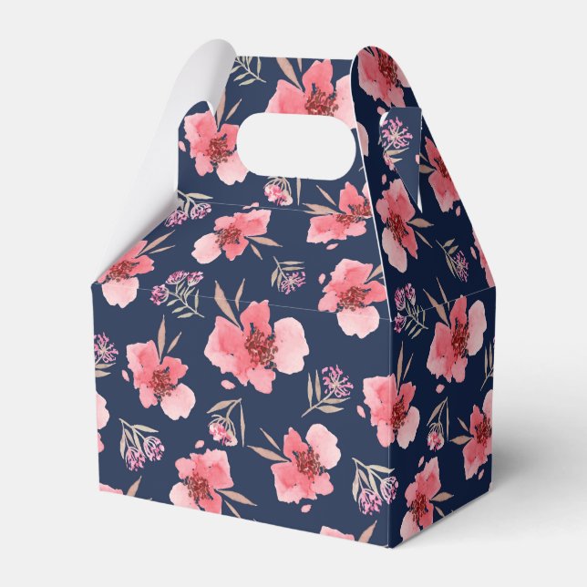 Caja Para Regalos Patrón de acuarela rosa oscuro (Front Side)