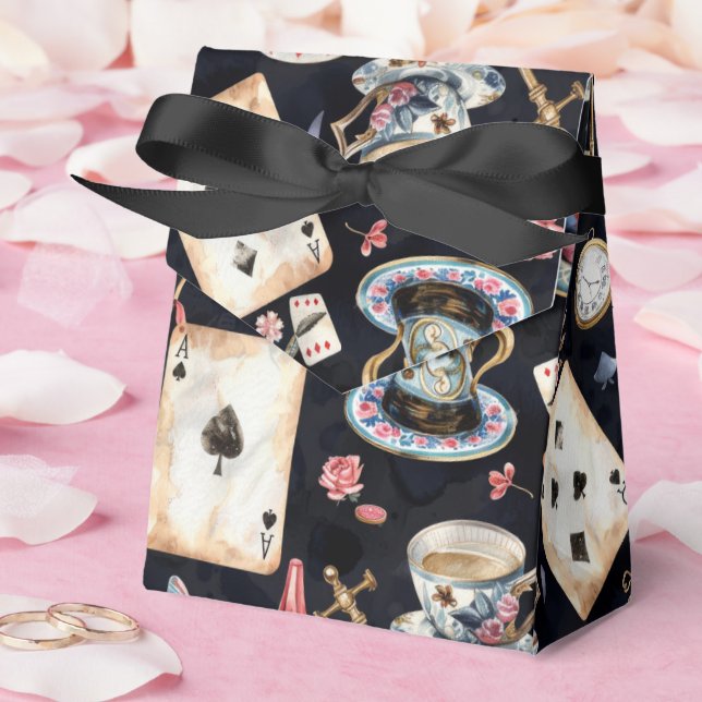 Caja Para Regalos Patrón de Alice de Wonderland (Boda)