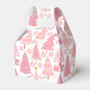 Caja Para Regalos Patrón de árboles de Navidad rosados