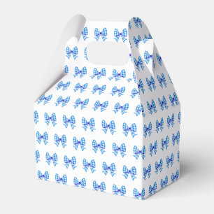 Caja Para Regalos Patrón de arco de gingham azul-blanco