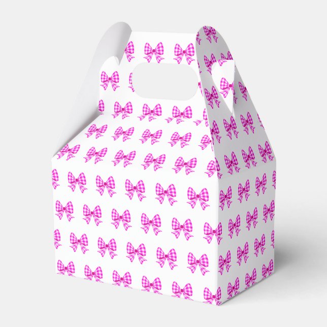 Caja Para Regalos Patrón de arco de gingham rosa-blanco (Front Side)