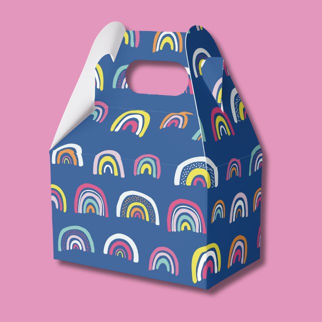 Caja Para Regalos Patrón de arcoíris azul (Rainbow pattern blue and pink party favor box)