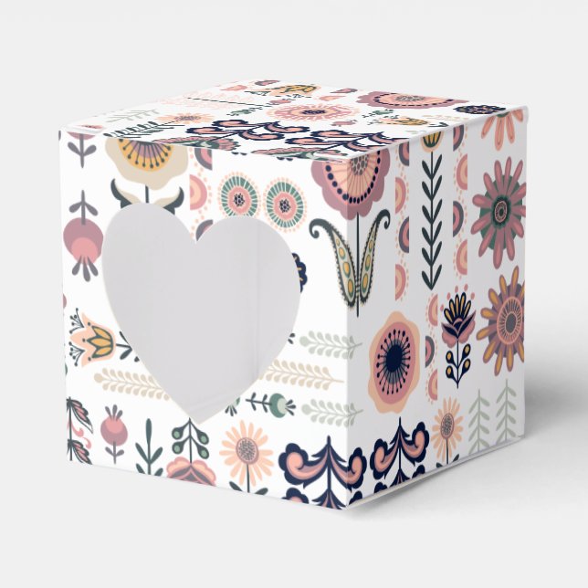 Caja Para Regalos Patrón de arte folclórico botánico sin foco (Anverso)