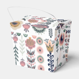 Caja Para Regalos Patrón de arte folclórico botánico sin foco