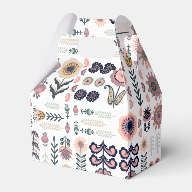 Caja Para Regalos Patrón de arte folclórico botánico sin foco (Front Side)