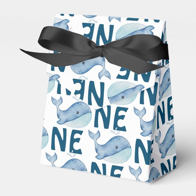Caja Para Regalos Patrón de ballenas acuáticas de un primer cumpleañ (Front Side)