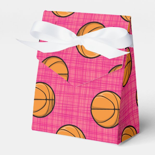 Caja Para Regalos Patrón de baloncesto rosa brillante (Front Side)