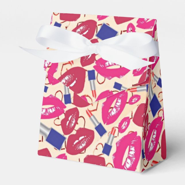 Caja Para Regalos Patrón de besos de lápiz labial (Front Side)