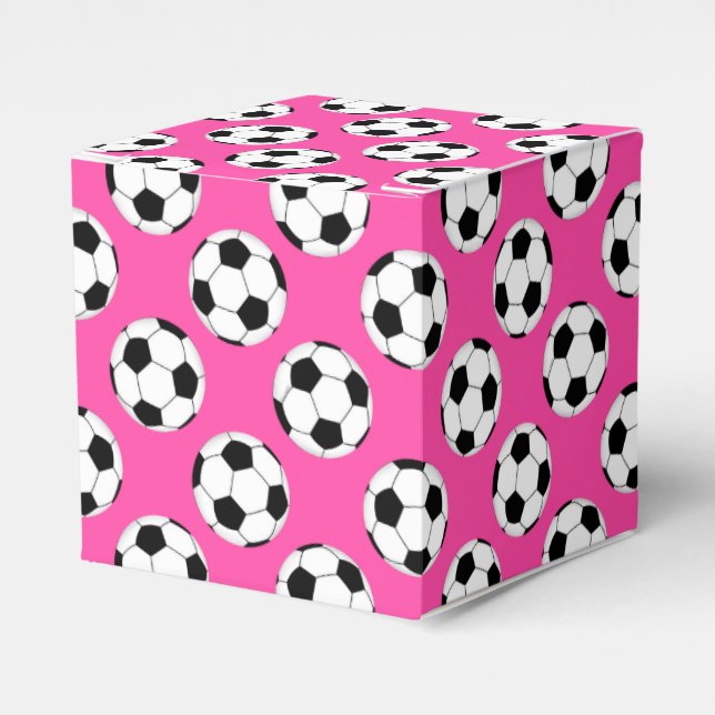 Caja Para Regalos Patrón de bola de fútbol rosa (Costado Anverso)