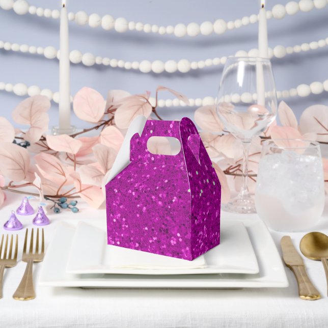Caja Para Regalos Patrón de brillo falso glam rosa profundo (Boda)