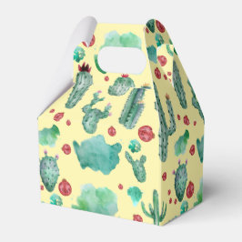 Caja Para Regalos patrón de cactus y ladybug - fondo amarillo