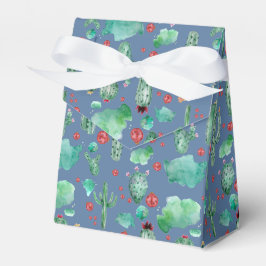 Caja Para Regalos patrón de cactus y ladybug - fondo azul