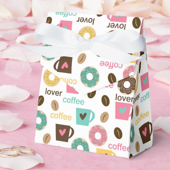 Caja Para Regalos Patrón de café y donut  (Boda)