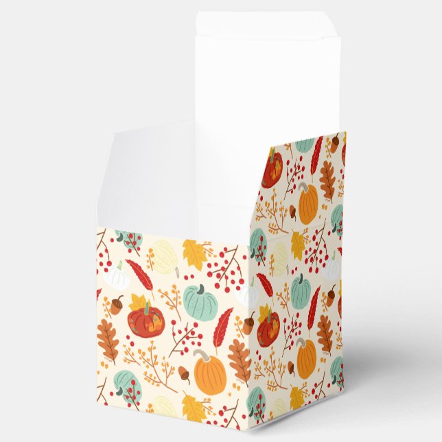 Caja Para Regalos Patrón de calabazas y hojas de otoño (Abierto)