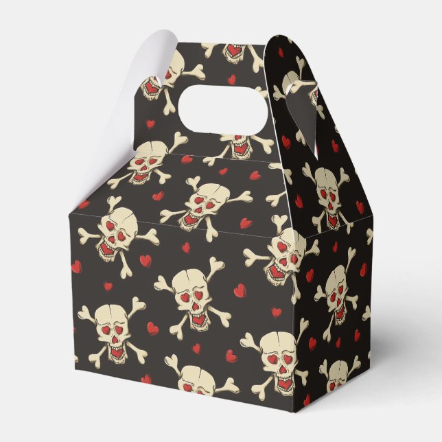Caja Para Regalos Patrón de calavera con corazones (Front Side)