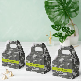 Caja Para Regalos Patrón de camuflaje gris, tu nombre, Personaliza