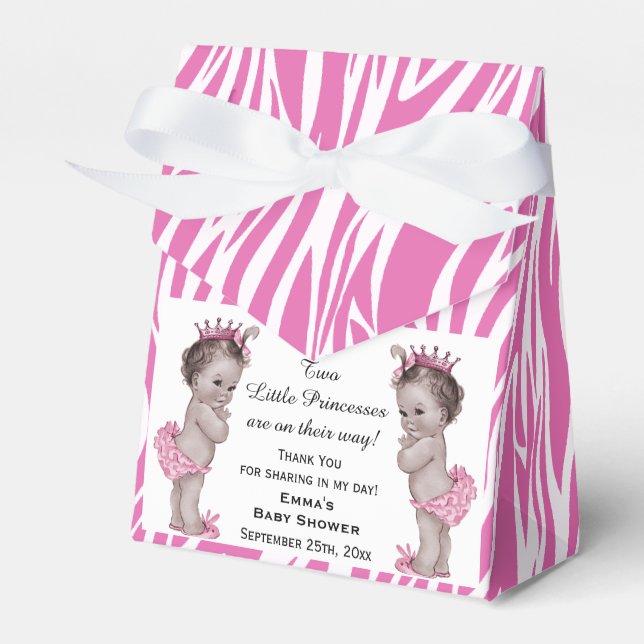 Caja Para Regalos Patrón de cebra rosa de los gemelos Baby Shower (Front Side)