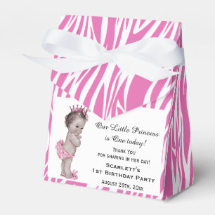 Caja Para Regalos Patrón de cebra rosada de cumpleaños de princesa