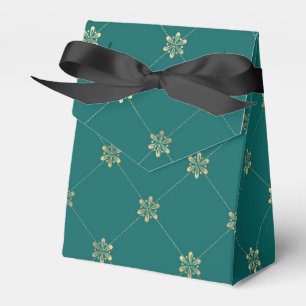 Caja Para Regalos Patrón de celosía floral en verde azulado y dorado