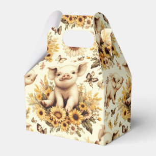 Caja Para Regalos Patrón de cerdos de girasol cúbico